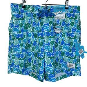 Beach Bros Lightweight Swim Trunks Melting Smiles Sky BB-104-49 Men’s Large NWT